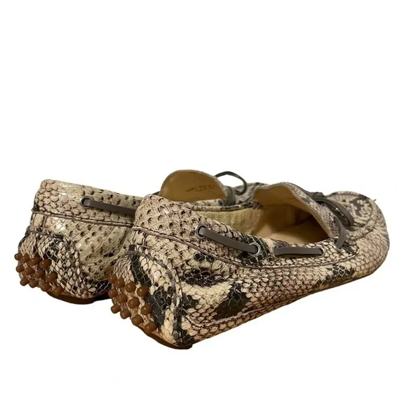 Cole Haan Garnet Leather Snakeskin Driving Mocs Loafers Flats Tassel Size 7.5 - Picture 4 of 15